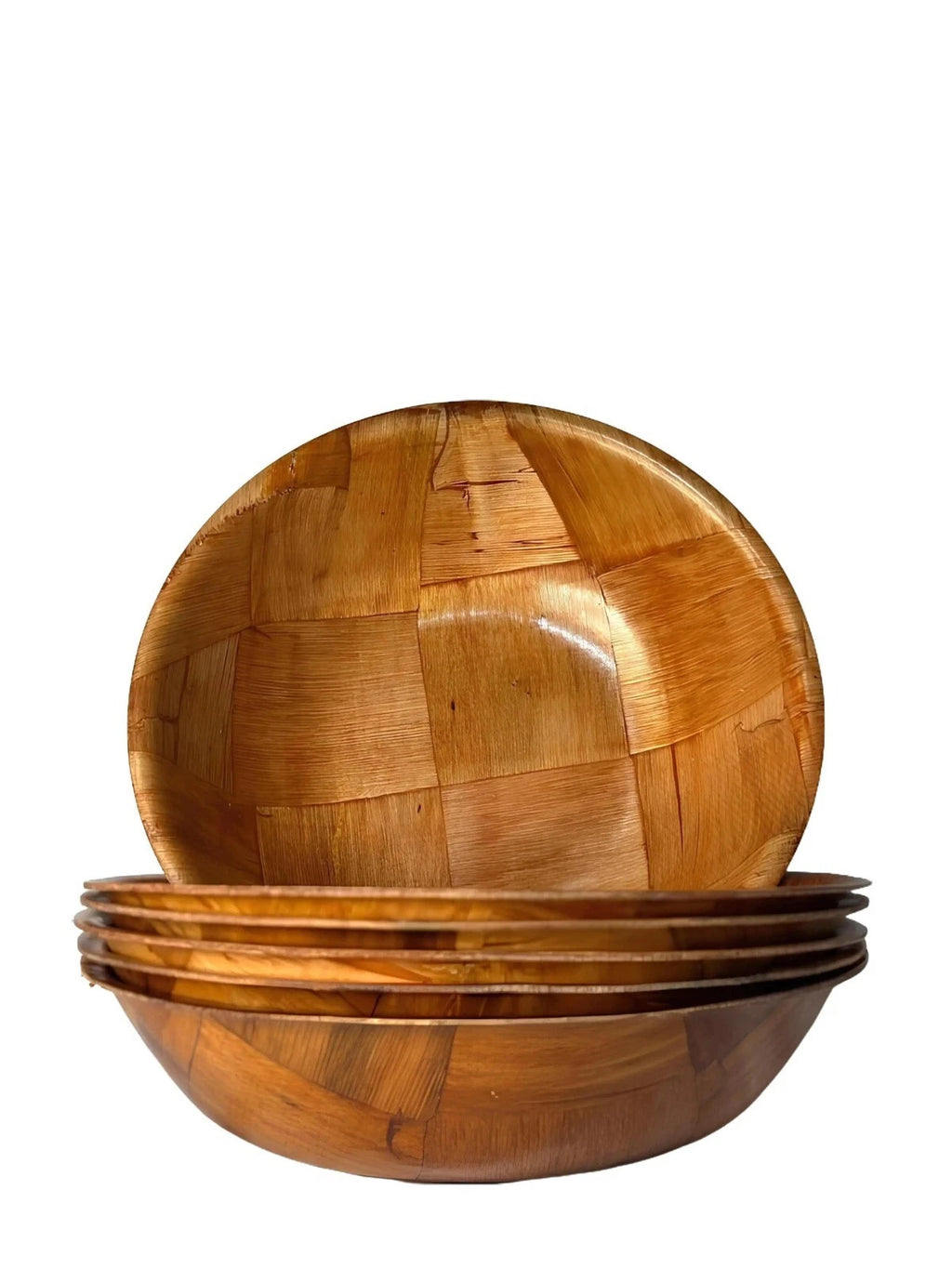 Wooden Woven Salad Bowl Woven Wood Snack Bowls 8"inch Set Of 6 | Free Shipping!
