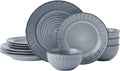 12 Piece Plates Bowls Dinnerware Set, Service for 4, Blue