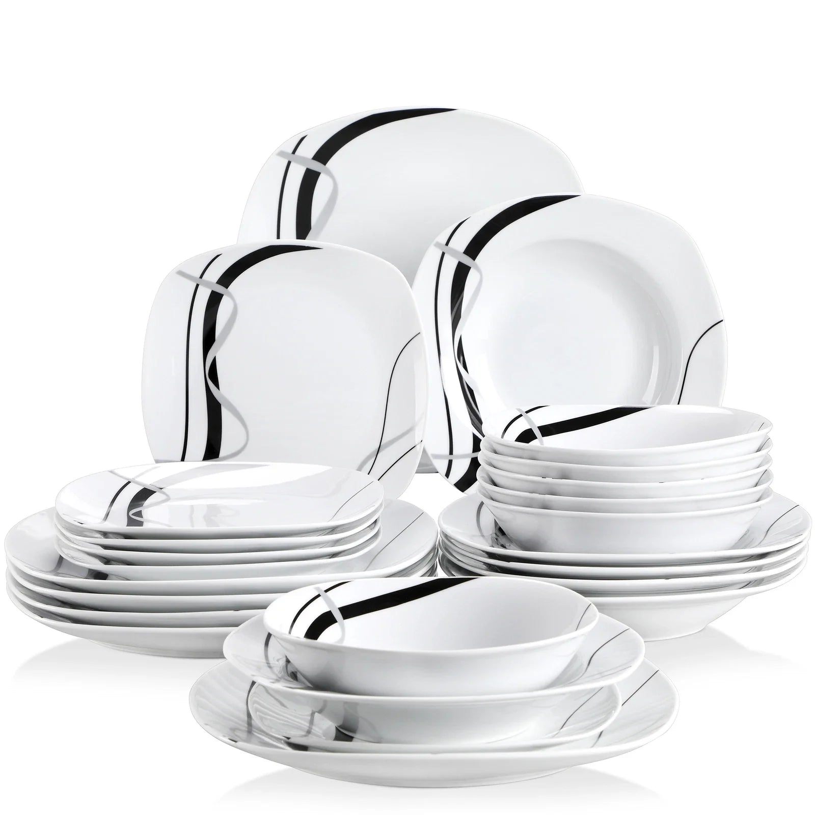FIONA Dinnerware Set 24Pc Porcelain Tableware PlateBowl Set Service for 6