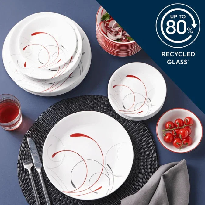 12 piece Vitrelle Glass Splendor Round Dinnerware Set Service for 4