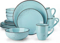 16 Piece Dinnerware Set Stoneware Tableware Service for 4 Blue