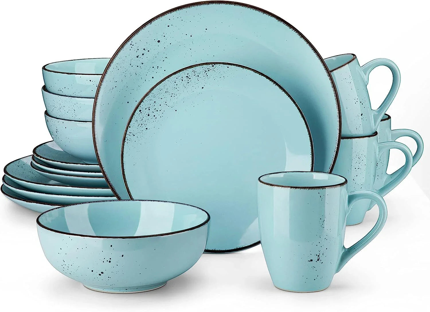 16 Piece Dinnerware Set Stoneware Tableware Service for 4 Blue