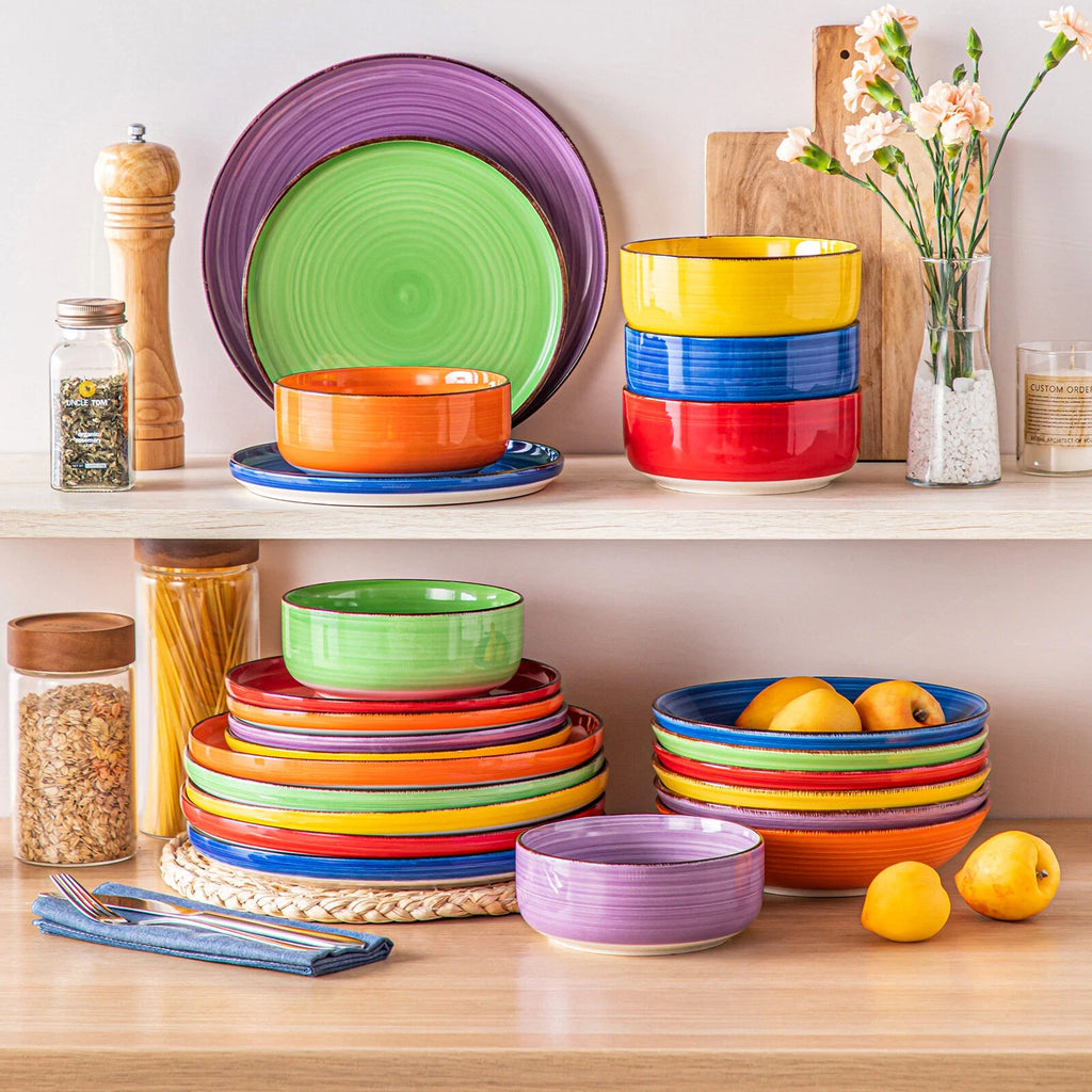 Dinnerware Sets Colorful Stoneware Plates and Bowls Tableware Set